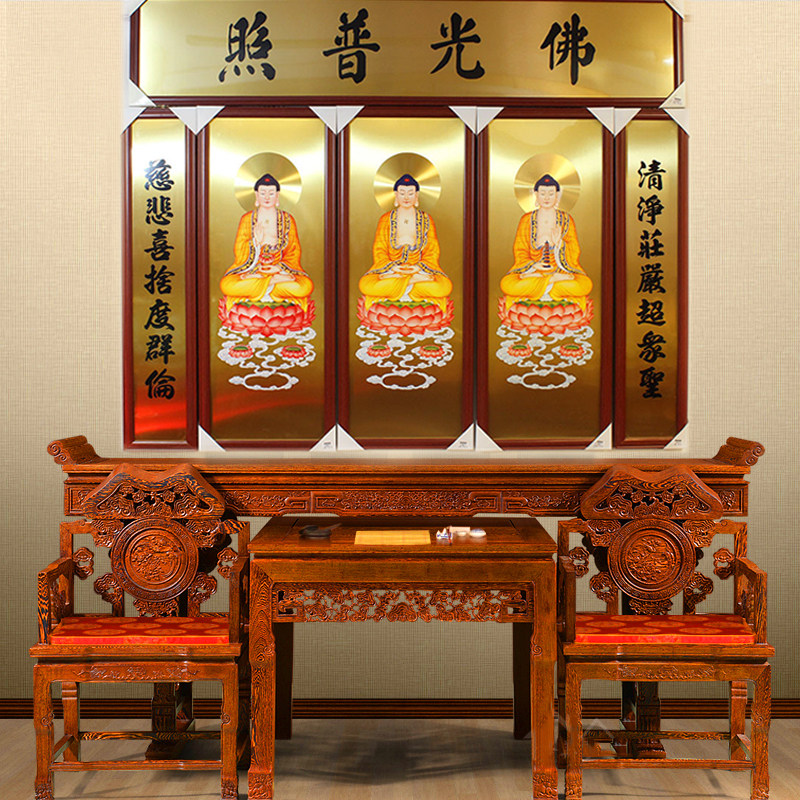 台湾三宝佛寺庙客厅纯铜装饰画