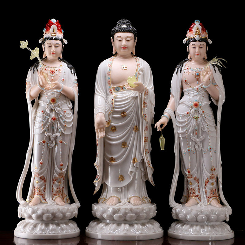 汉白玉西方三圣佛像一套