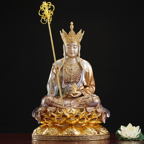 手工掐丝镶宝地藏寺庙全铜佛像