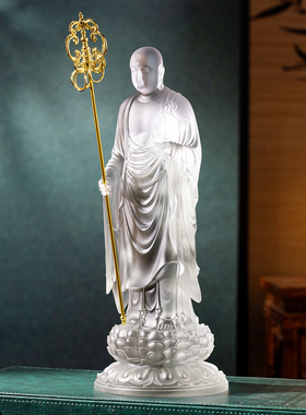 古法琉璃地藏王菩萨佛像供奉摆件