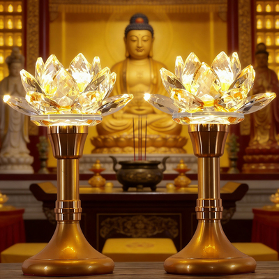 莲花灯佛前七彩供奉家用插电LED