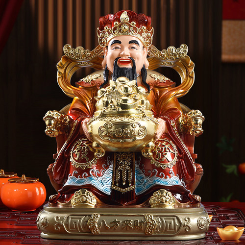 铜彩文财神爷佛像家用店铺招财