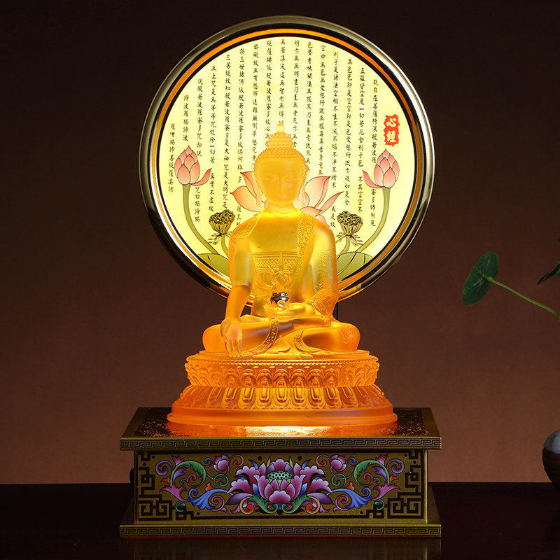 佛像发光底座加高莲花座珐琅彩方形神垫佛堂菩萨背光背景心经射灯