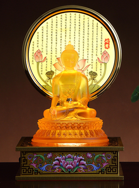 佛像发光背景灯珐琅彩方形神垫