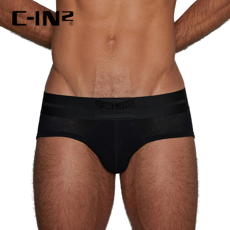 C-IN2新品棉加氨纶网眼吸汗运动U凸青年低腰性感三角裤6843CB