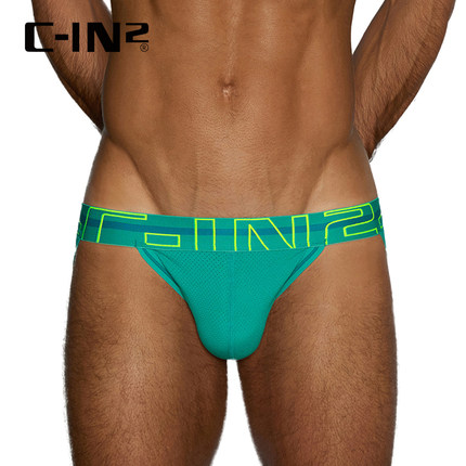 C-IN2新品男丁字裤人造丝小网眼U凸轻薄低腰性感双丁裤3226RT