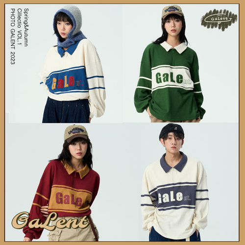 galent春秋长袖华夫格POLO美式