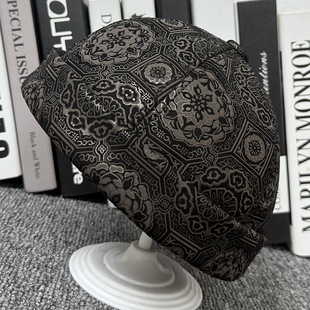 澜泊皮帽真皮地主帽休闲中年男女款秋冬季羊皮压花翻绒瓜皮帽翻毛