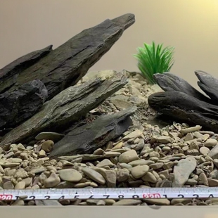 鱼缸整缸造景石原生溪流石片石鱼缸造景套餐主石溪流石页岩青龙石