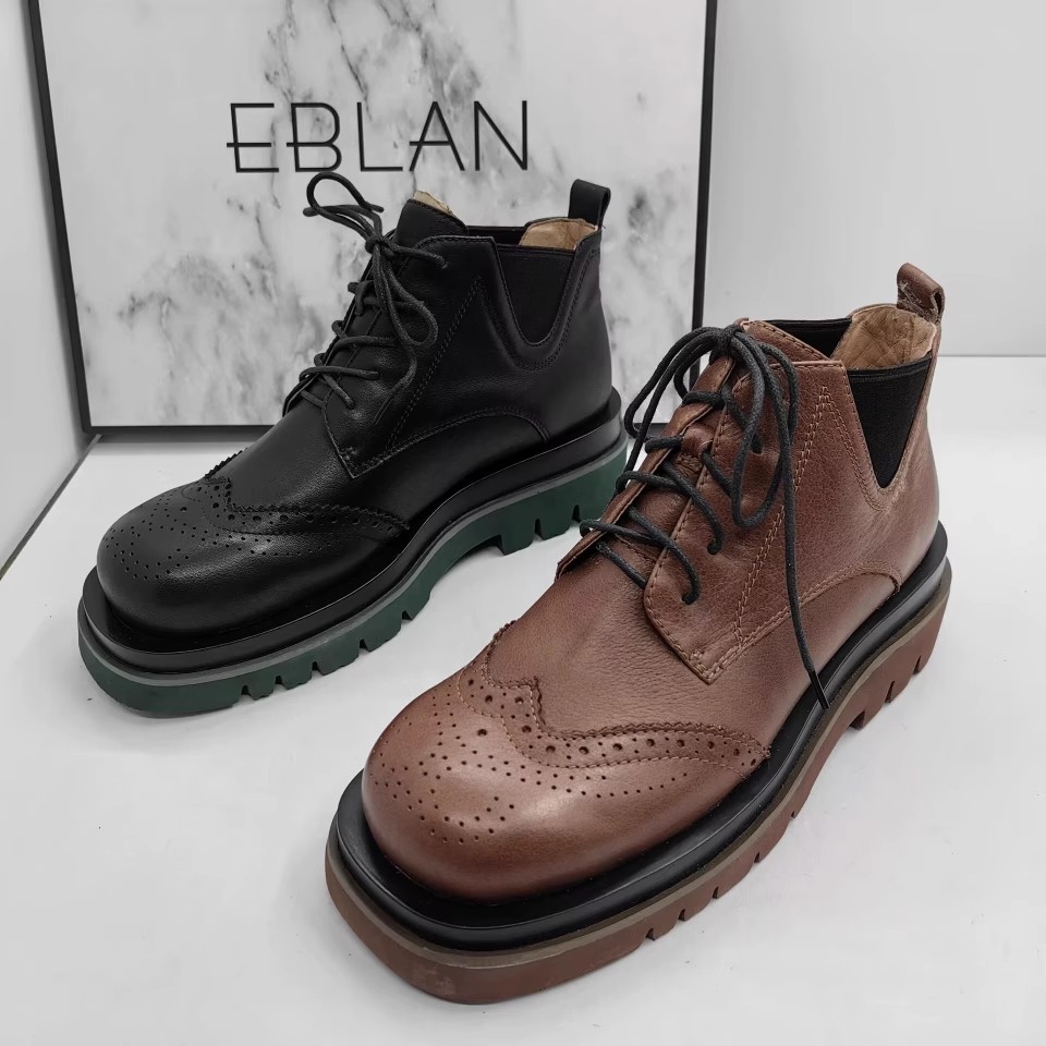 商场品牌撤柜断码秋冬季休闲松糕厚底切尔西靴圆头百搭真皮女短靴