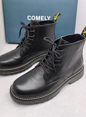 comedy/康莉撤柜断码秋季真皮圆头平底男士休闲马丁靴时尚男短靴
