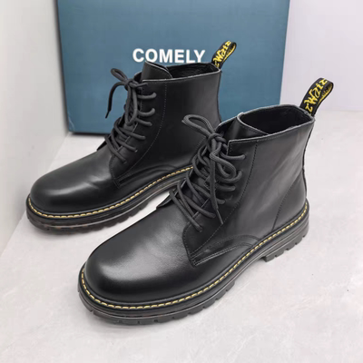comedy/康莉撤柜断码秋季真皮圆头平底男士休闲马丁靴时尚男短靴