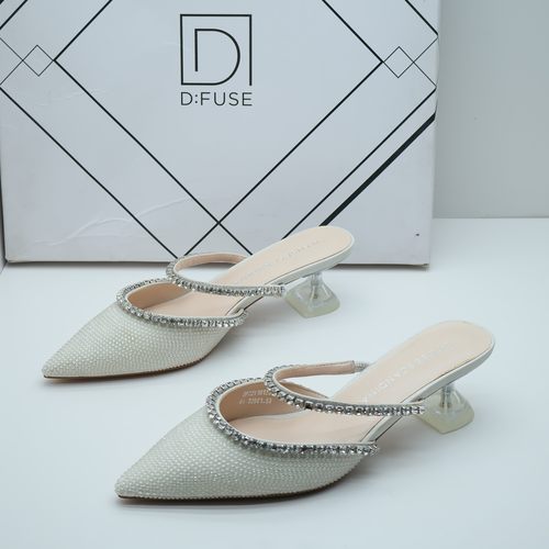 D:FUSE/迪芙斯撤柜断码夏季水钻高跟包头穆勒拖细跟通勤女凉拖鞋