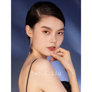 Two.L.Liu暗涌系列高级感几何耳环女手工串珠编织港风复古耳夹