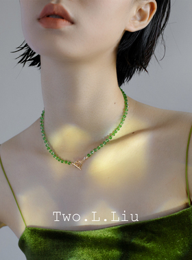 Two.L.Liu 绿色项链女锁骨链小众设计感短款简约气质网红个性饰品
