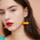 潮个性 Two.L.Liu 原创小清新橘色耳环女2025新款 气质度假百搭耳夹