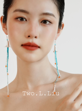 Two.L.Liu只此青绿新中式系列蓝色耳环女国风民族风气质长耳坠