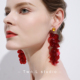 潮流苏花瓣复古设计感长款 Two.L.Liu 红色耳环女2025新款 耳饰耳夹
