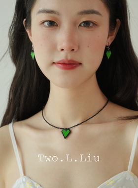 Two.L.Liu原创设计绿色爱心耳环项链女Special系列超酷个性耳圈