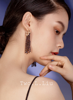Two.L.Liu暗涌系列紫色流苏耳环女高级感小众原创气质手工耳饰
