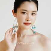Two.L.Liu只此青绿新中式 系列民族风蓝色流苏耳环女原创夸张耳饰