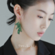 琉璃流苏花瓣耳针2025新款 Two.L.Liu 绿色复古耳环新中式 耳饰耳夹