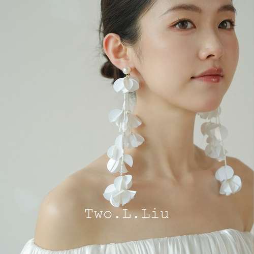 白色耳环女高级气质新娘婚纱耳饰