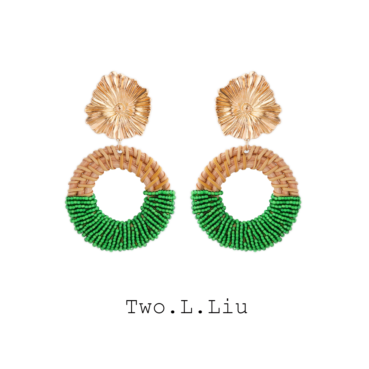 岛屿季风系列原创设计藤编耳饰