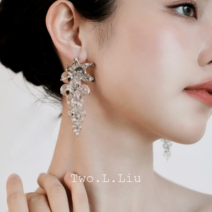 Two.L.Liu银河印象系列水晶流苏耳环女原创设计小众高级感耳饰