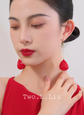 Two.L.Liu东方绮梦系列新中式红色耳环女原创气质高级感耳饰耳坠