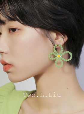 Two.L.Liu 花朵耳环女夏天仙女气质小清新原创设计复古耳饰耳夹