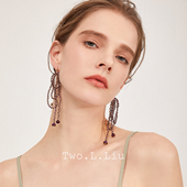 手工镀彩流苏耳环女小众夸张耳饰新款 Two.L.Liu 设计师款 串珠耳针