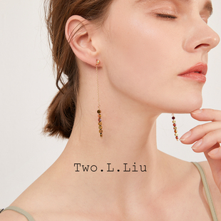 耳钉女韩国简约长耳坠高级感显脸瘦耳环女 个性 Two.L.Liu 气质长款