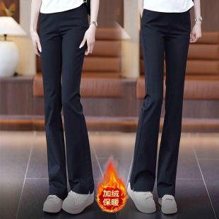 休闲裤 百搭时尚 喇叭裤 高腰修身 加绒微喇裤 松紧女小黑裤 女2025新款