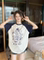 FUN CARTOON ANIME STICK FIGURE PRINT SHORT SLEEVE T-SHIRT WOMENS CUTE RAGLAN TOP IS POPULAR THIS YEAR INS SUMMER
