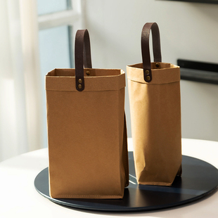 杜邦纸高档红酒手提袋葡萄酒包装礼盒两只装水洗牛皮纸袋子送礼袋