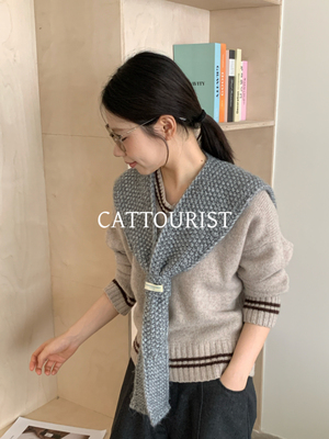 CAT TOURIST 2025新款羊毛混纺针织围巾女秋冬高级感保暖围脖披肩