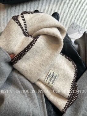 CAT TOURIST 韩系氛围感显白围巾女2025羊毛混纺针织披肩冬季保暖