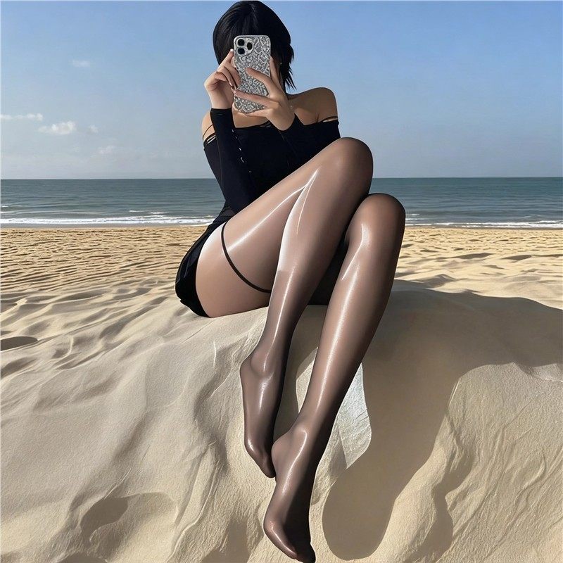 8D无边过膝长筒袜女夏季薄款油光马油丝袜性感极光大腿袜纯欲黑丝,女士内衣/男士内衣/家居服,长筒袜,淘宝优惠券,粉丝福利购,淘宝优惠卷