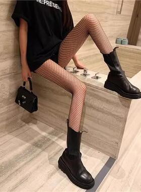 黑色渔网袜大网格潮jk暗黑系袜子女长筒网袜连裤袜过膝性感丝袜