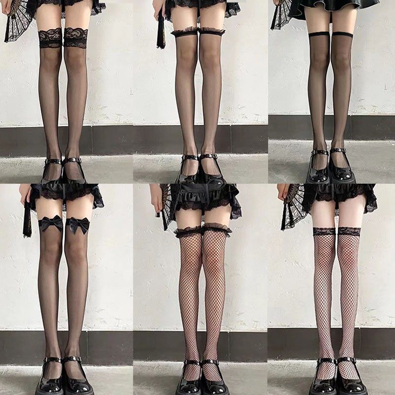 性感黑丝袜蕾丝花边过膝袜子女薄款JK高筒镂空渔网袜蝴蝶结长筒袜,女士内衣/男士内衣/家居服,长筒袜,淘宝优惠券,粉丝福利购,淘宝优惠卷