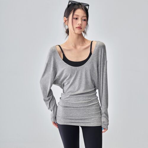瑜伽服罩衫女U领弹力显瘦