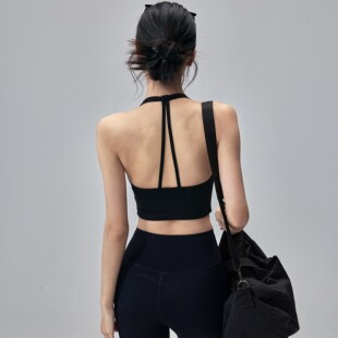 新款 美背运动内衣带胸垫透气瑜伽背心性感显瘦普拉提训练健身文胸