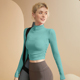 户外运动跑步内搭长袖 2025新款 高领瑜伽服女春夏紧身健身上衣短款
