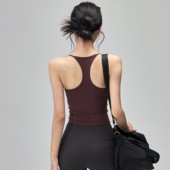 带胸垫运动背心女工字美背瑜伽服普拉提训练内衣户外健身上衣秋新