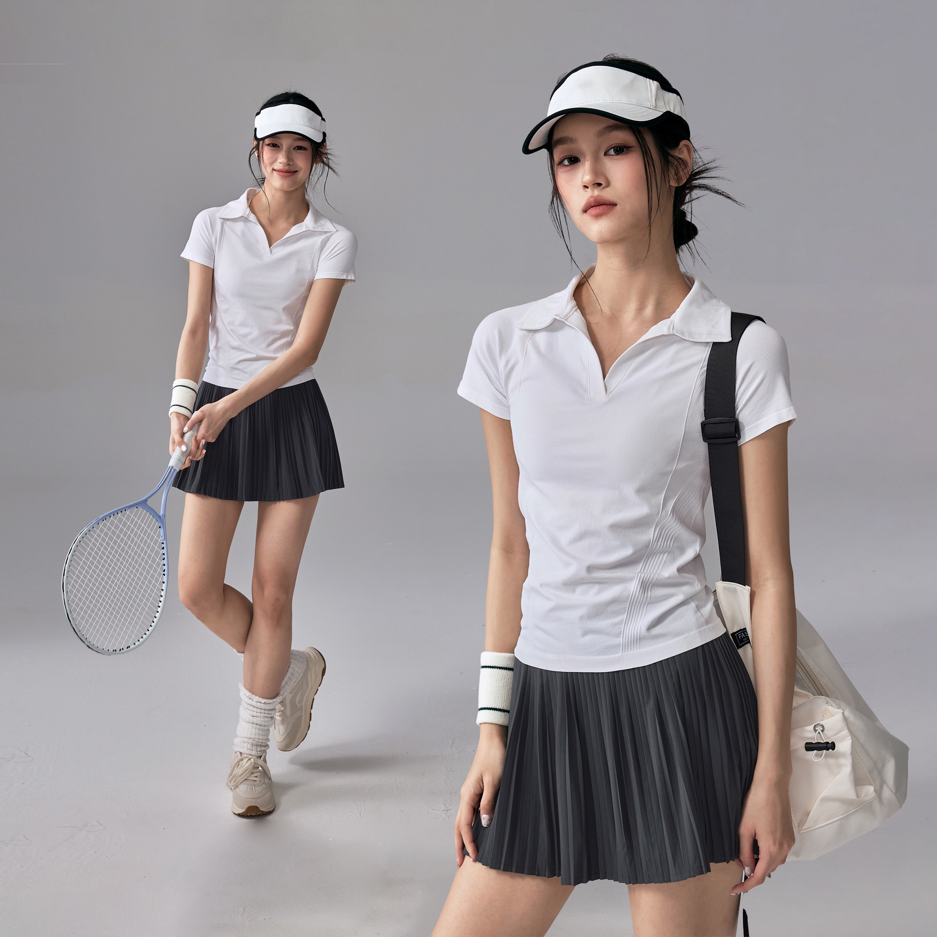 网球服短袖速干polo领运动上衣户外跑步训练健身T恤羽毛球套装新