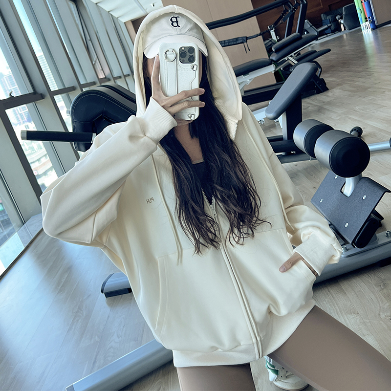 宋站女帅气连帽宽松运动套装