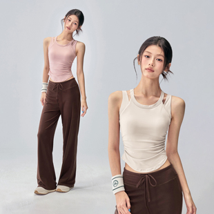 运动背心女带胸垫收腰修身 显瘦瑜伽服普拉提训练健身内衣秋冬新款