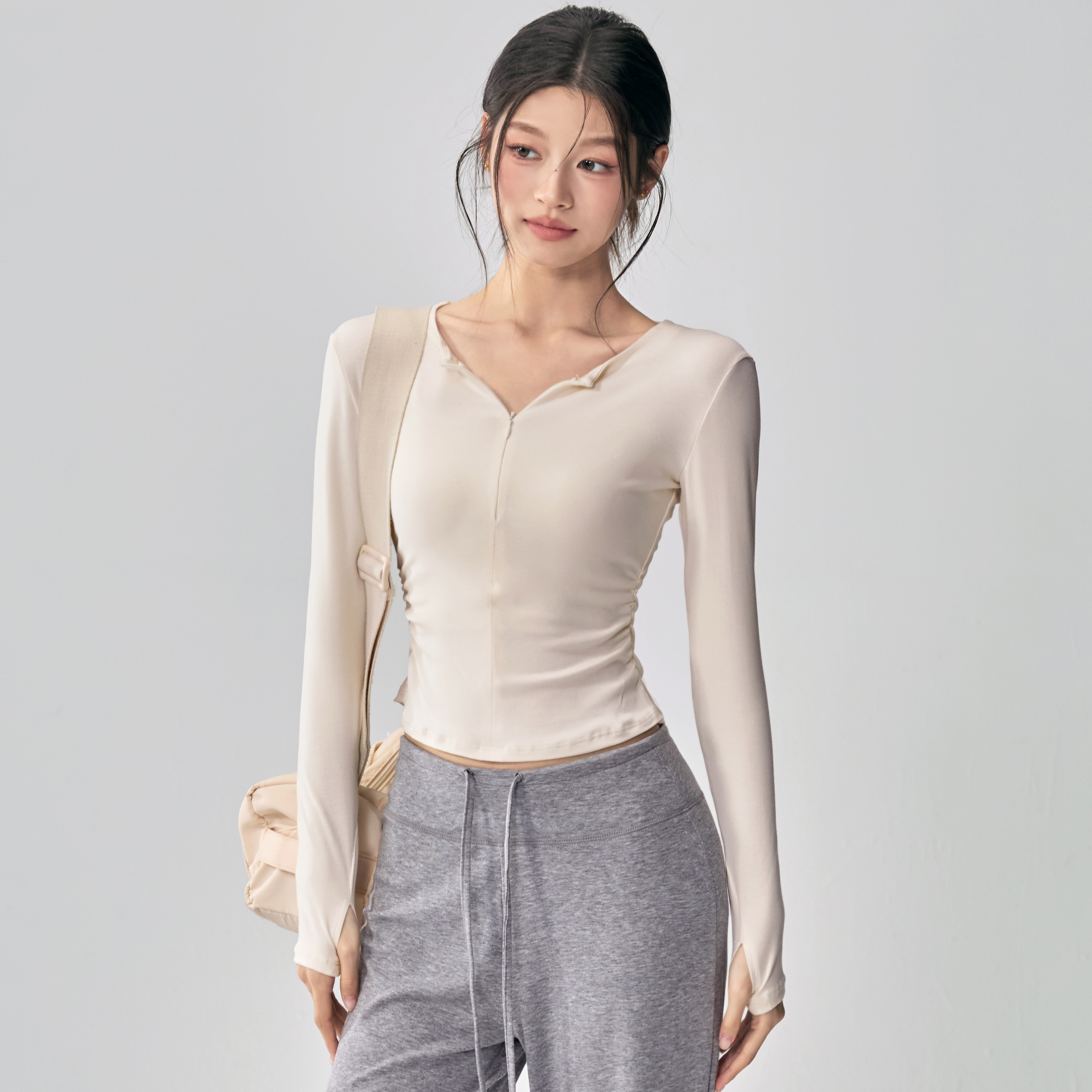 瑜伽服上衣女半拉链健身运动训练