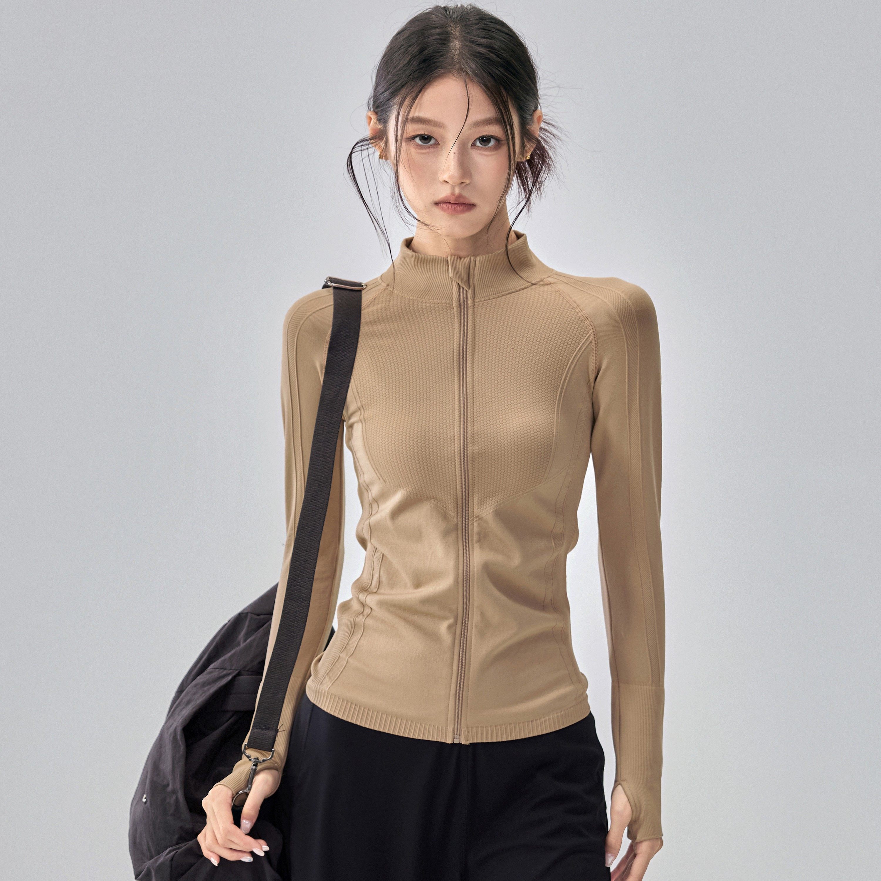 秋冬半高领瑜伽服外套女拉链显瘦运动夹克外穿跑步休闲健身上衣新,运动服/休闲服装,健身衣,淘宝优惠券,粉丝福利购,淘宝优惠卷